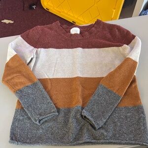 Zara Women's Colorblock Sweater - Rust, Cream, Gray